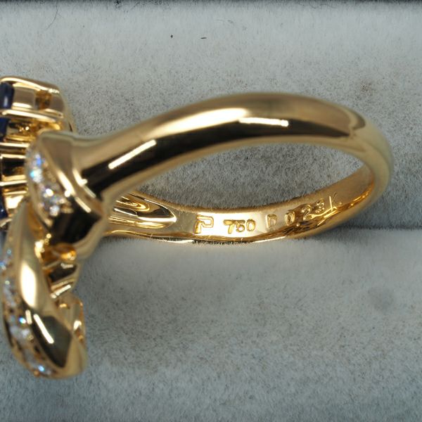 ポーラ リング サファイア 0.65ct ダイヤ 0.23ct  13号 K18YG 