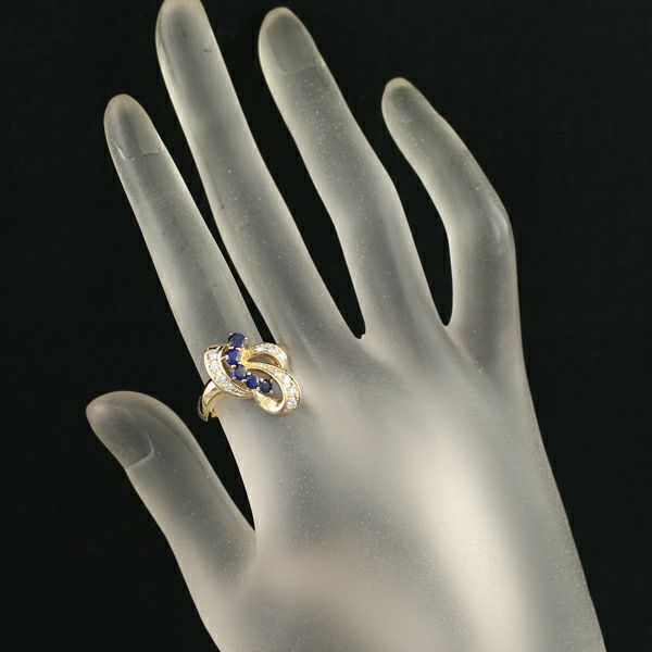 ポーラ リング サファイア 0.65ct ダイヤ 0.23ct  13号 K18YG 