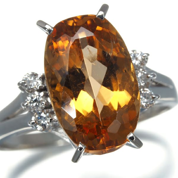 タサキ リング インペリアルトパーズ 4.76ct ダイヤ 0.15ct  11号 Pt900 鑑別書