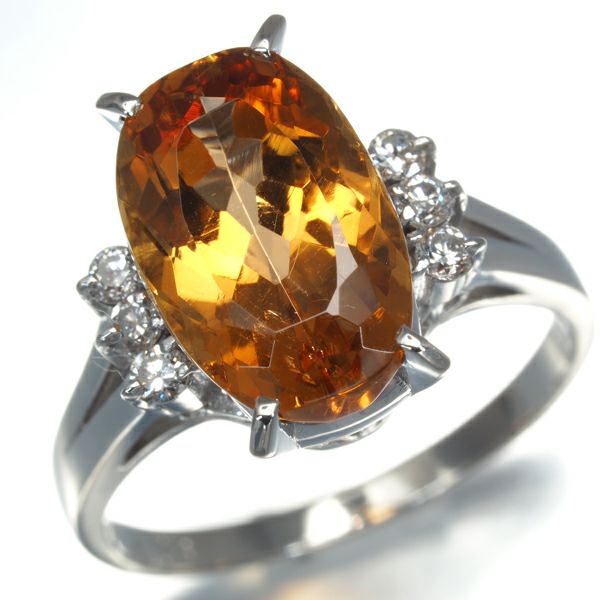 タサキ リング インペリアルトパーズ 4.76ct ダイヤ 0.15ct  11号 Pt900 鑑別書