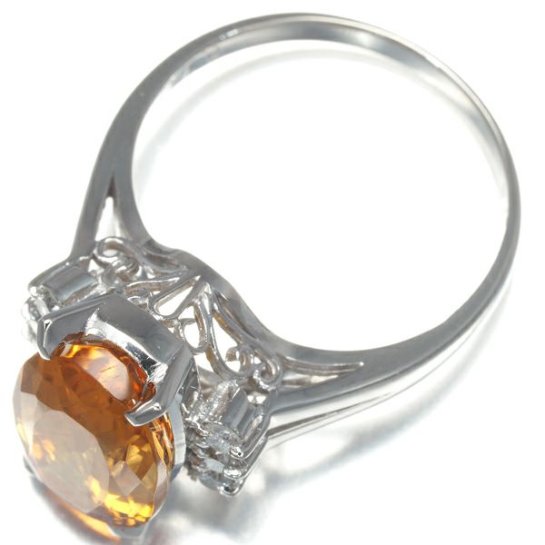 タサキ リング インペリアルトパーズ 4.76ct ダイヤ 0.15ct  11号 Pt900 鑑別書