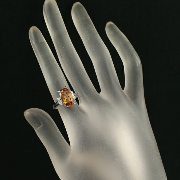タサキ リング インペリアルトパーズ 4.76ct ダイヤ 0.15ct  11号 Pt900 鑑別書