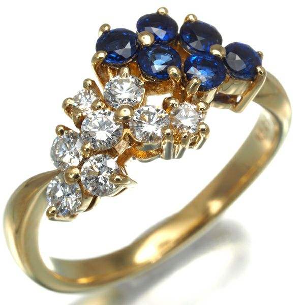 ミキモト リング サファイア 0.52ct ダイヤ 0.35ct  10.5号 K18YG 