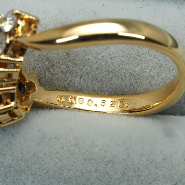 ミキモト リング サファイア 0.52ct ダイヤ 0.35ct  10.5号 K18YG 
