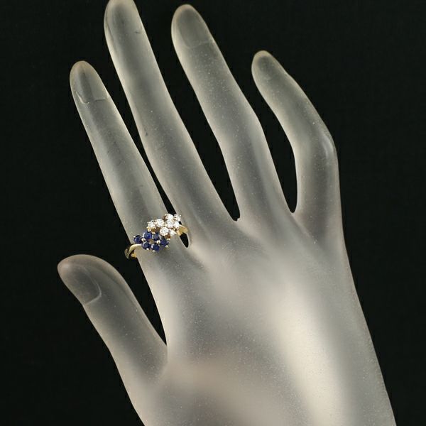ミキモト リング サファイア 0.52ct ダイヤ 0.35ct  10.5号 K18YG 
