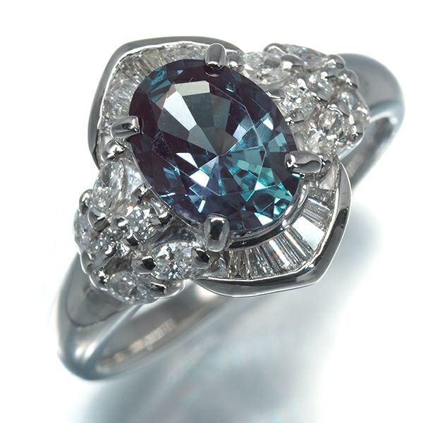 クレサンベール リング 再結晶アレキサンドライト 1.41ct ダイヤ クラシック 10号 Pt900 ソ