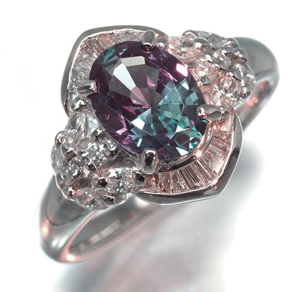 クレサンベール リング 再結晶アレキサンドライト 1.41ct ダイヤ クラシック 10号 Pt900 ソ