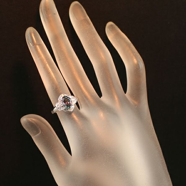 クレサンベール リング 再結晶アレキサンドライト 1.41ct ダイヤ クラシック 10号 Pt900 ソ