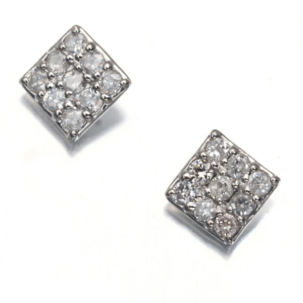 ダイヤ 0.10ct/0.10ct スクエア パヴェ ピアス Pt900 
