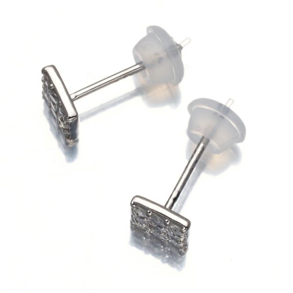 ダイヤ 0.10ct/0.10ct スクエア パヴェ ピアス Pt900 