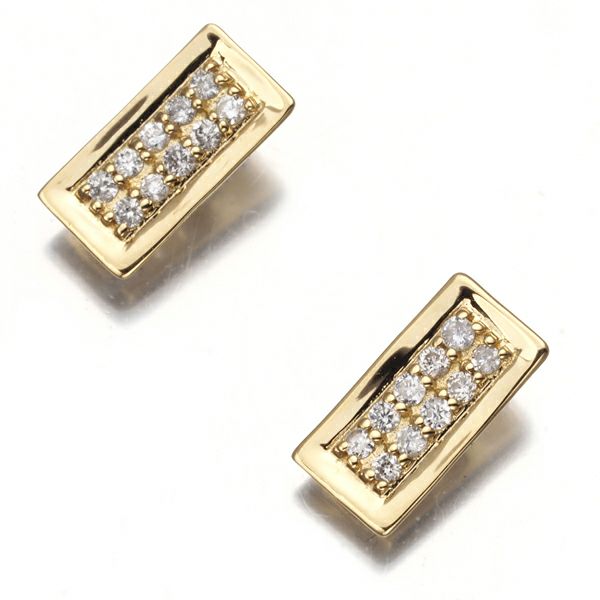 ダイヤ 0.05ct/0.05ct パヴェ  ピアス K18YG 