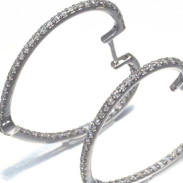 ダイヤ 0.50ct/0.50ct ハート  ピアス K14WG 
