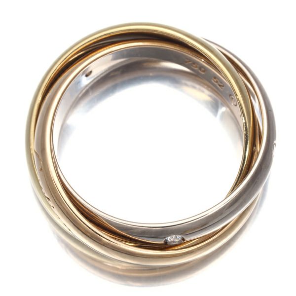 カルティエ リング ダイヤ トリニティ スリーカラー クラシック 5P 52号 K18YG/WG/PG 