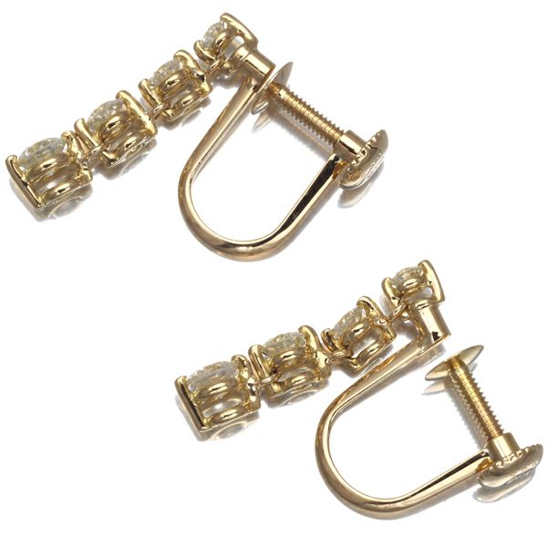 ダイヤ 0.55ct/0.55ct 揺れる  イヤリング K18YG 