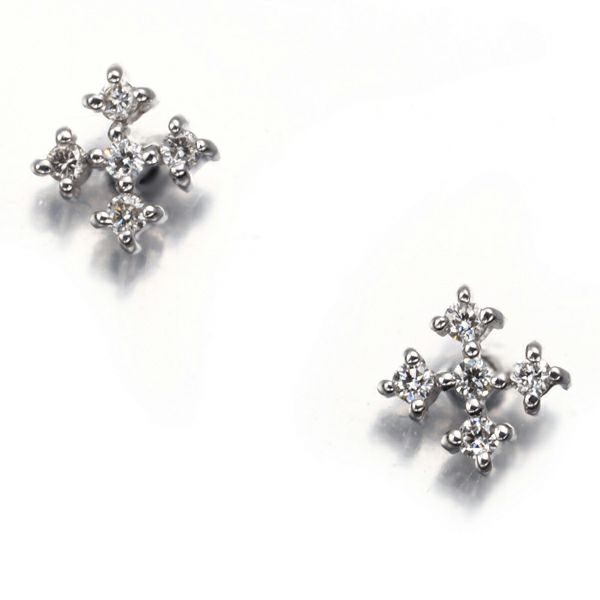 ミキモトペルリータ ピアス ダイヤ 0.02ct/0.02ct  クロス K18WG/Pt900 