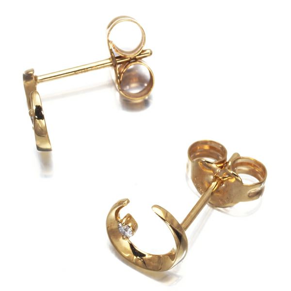 スタージュエリー ピアス ダイヤ 0.01ct/0.01ct Moonlight ムーン K18YG 