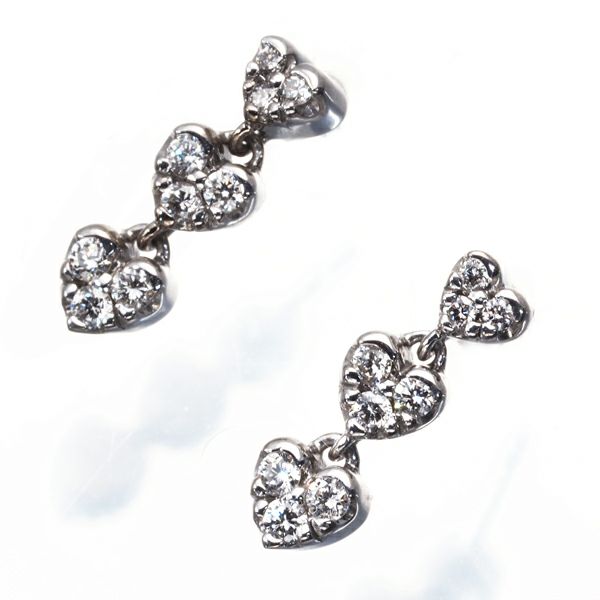 ポンテヴェキオ ピアス ダイヤ 0.08ct/0.08ct  ハート K18WG 