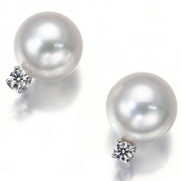 ミキモト ピアス パール アコヤ真珠 7.5mm ダイヤ   K18WG 