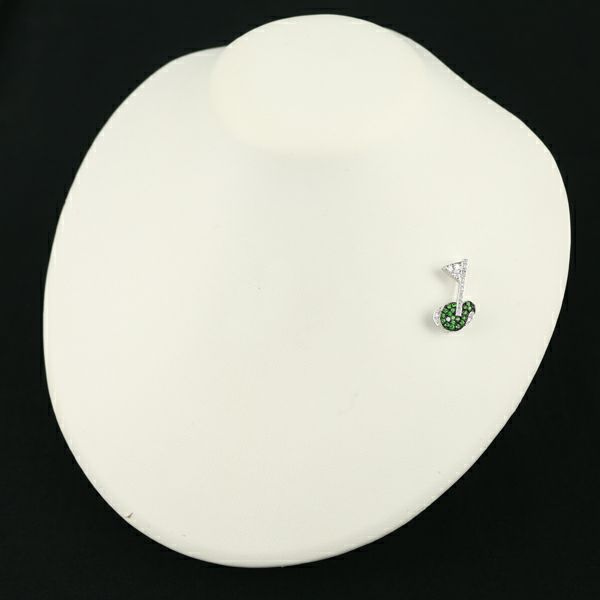 ダイヤ 0.24ct グリーンガーネット ゴルフ ブローチ兼ペンダントトップ K18WG/ブラックコーティング 