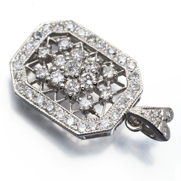 ダイヤ 1.00ct 透かし フラワー ミルグレイン  ペンダントトップ Pt900 