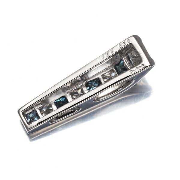 ブルー&クリア ダイヤ 0.39ct/0.36ct プリンセスカット  ペンダントトップ Pt900 