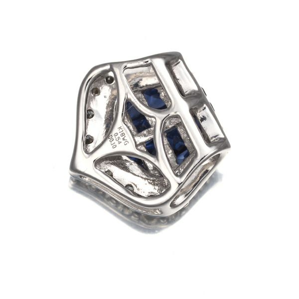 サファイア 0.54ct ダイヤ 0.10ct ミステリーセッティング  ペンダントトップ K18WG 