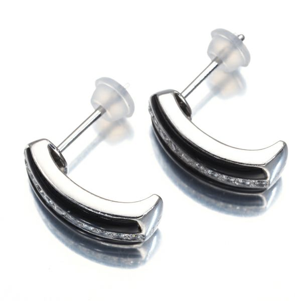 ダイヤ 0.10ct/0.10ct オニキス   ピアス Pt900 