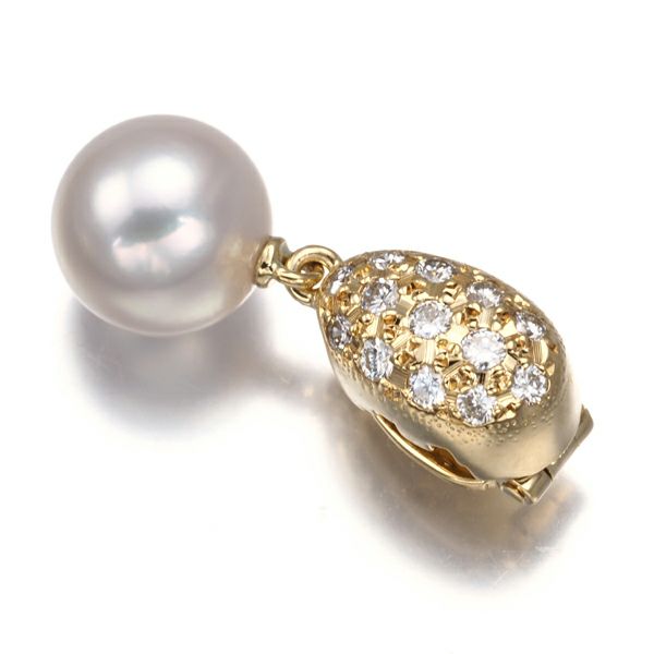 ミキモト ペンダントトップ パール アコヤ真珠 7.6mm ダイヤ 0.15ct  パヴェ K18YG 