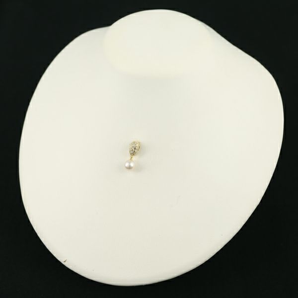 ミキモト ペンダントトップ パール アコヤ真珠 7.6mm ダイヤ 0.15ct  パヴェ K18YG 