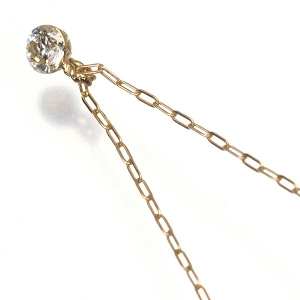 アガット ネックレス ダイヤ 0.10ct  一粒 K18YG 