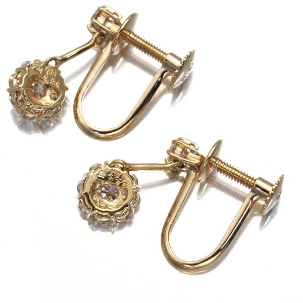 ポンテヴェキオ イヤリング ダイヤ 0.26ct/0.26ct  揺れる フラワー K18YG 