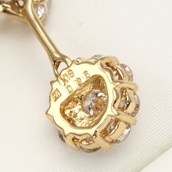 ポンテヴェキオ イヤリング ダイヤ 0.26ct/0.26ct  揺れる フラワー K18YG 