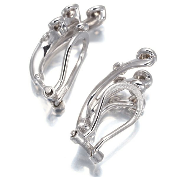 カシケイ イヤリング ブラウン&クリアダイヤ 0.35ct/0.12ct ベゼル  K18WG/K14WG 