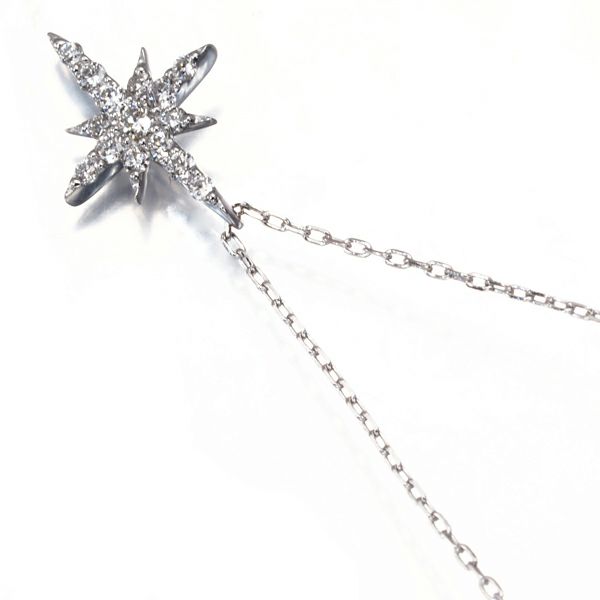 スタージュエリー ネックレス ダイヤ 0.06ct クロッシングスター  K18WG 