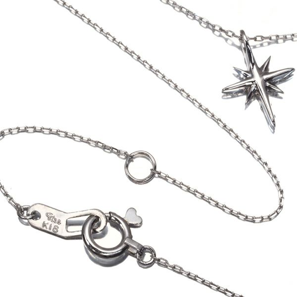 スタージュエリー ネックレス ダイヤ 0.06ct クロッシングスター  K18WG 