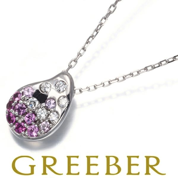 スタージュエリー ネックレス サファイア 0.20ct ダイヤ 0.08ct  ティアドロップ K18WG 