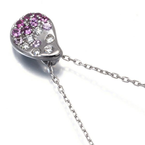 スタージュエリー ネックレス サファイア 0.20ct ダイヤ 0.08ct  ティアドロップ K18WG 