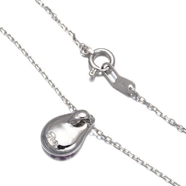スタージュエリー ネックレス サファイア 0.20ct ダイヤ 0.08ct  ティアドロップ K18WG 