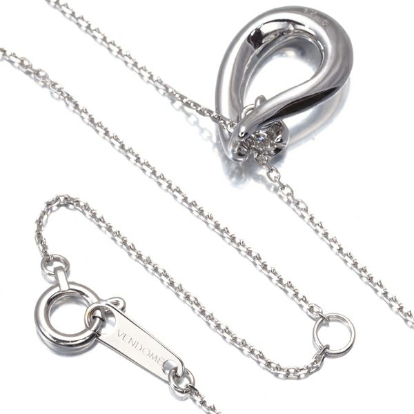 ヴァンドーム ネックレス ダイヤ 0.10ct  ティアドロップ K18WG 