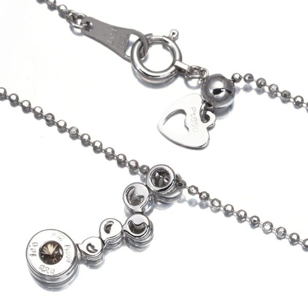 カシケイ ネックレス ダイヤ 0.31ct/0.20ct ベゼル  Pt900/Pt850 