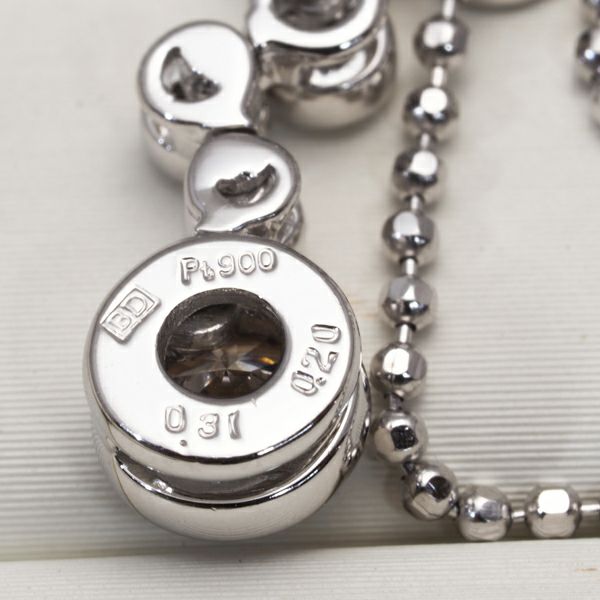 カシケイ ネックレス ダイヤ 0.31ct/0.20ct ベゼル  Pt900/Pt850 