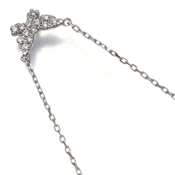 アーカー ネックレス ダイヤ 0.06ct バタフライパヴェ  K18WG 