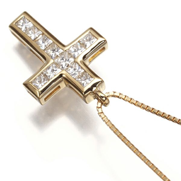 ゆきざき ネックレス ダイヤ 0.50ct リッチクロス  K18YG 