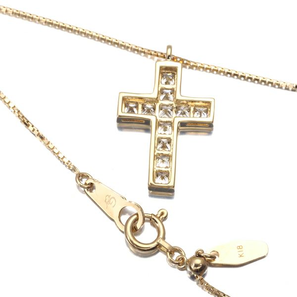 ゆきざき ネックレス ダイヤ 0.50ct リッチクロス  K18YG 