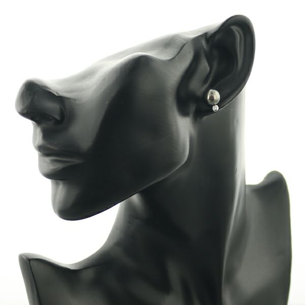 ミキモト ピアス ブラックパール 真珠 9.1mm/9.2mm ダイヤ K18WG 