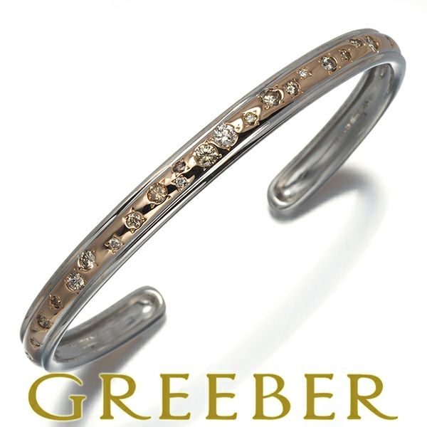 カシケイ ブレスレット ダイヤ 0.60ct メランジェ バングル K18PG/WG 