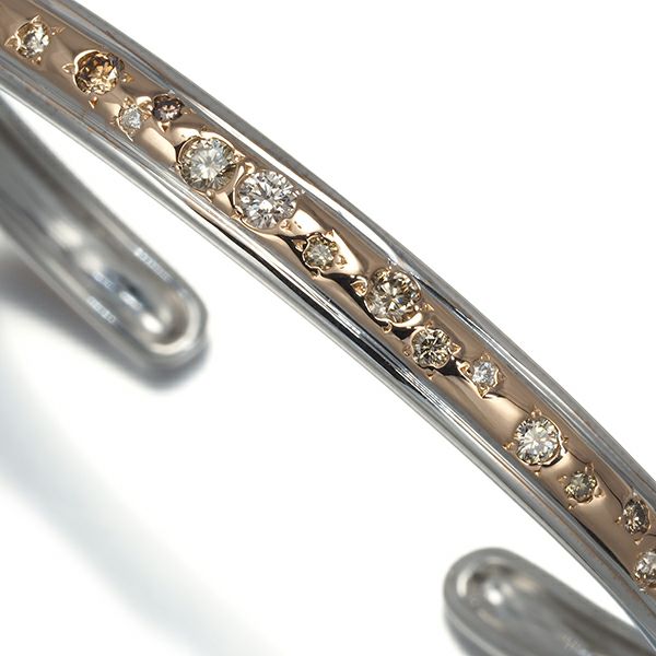 カシケイ ブレスレット ダイヤ 0.60ct メランジェ バングル K18PG/WG 
