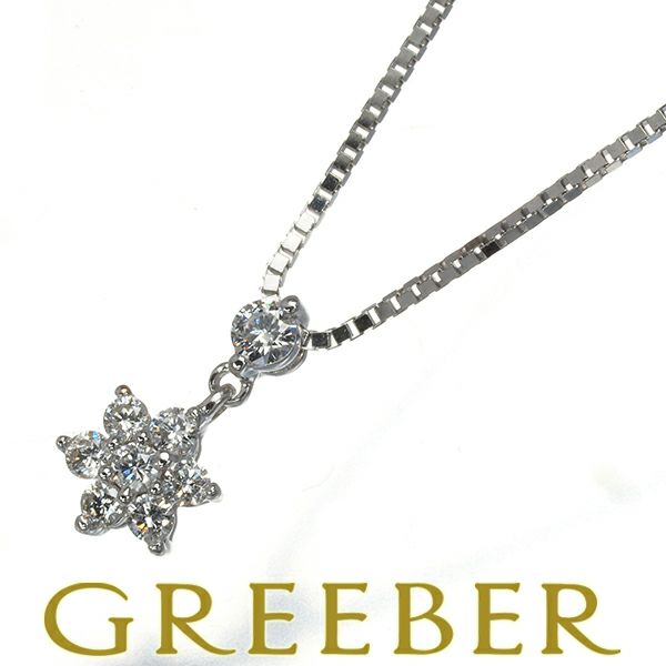 ヴァンドーム ネックレス ダイヤ 0.16ct  フラワー K18WG 
