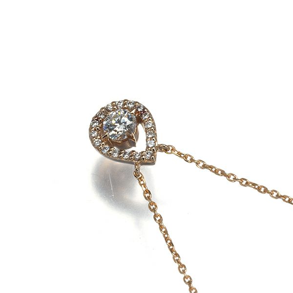 スタージュエリー ネックレス ダイヤ 0.20ct  ティアドロップ K18PG 