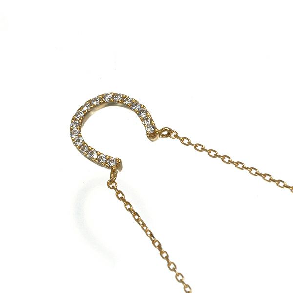 スタージュエリー ネックレス ダイヤ 0.05ct  ホースシュー K18YG 